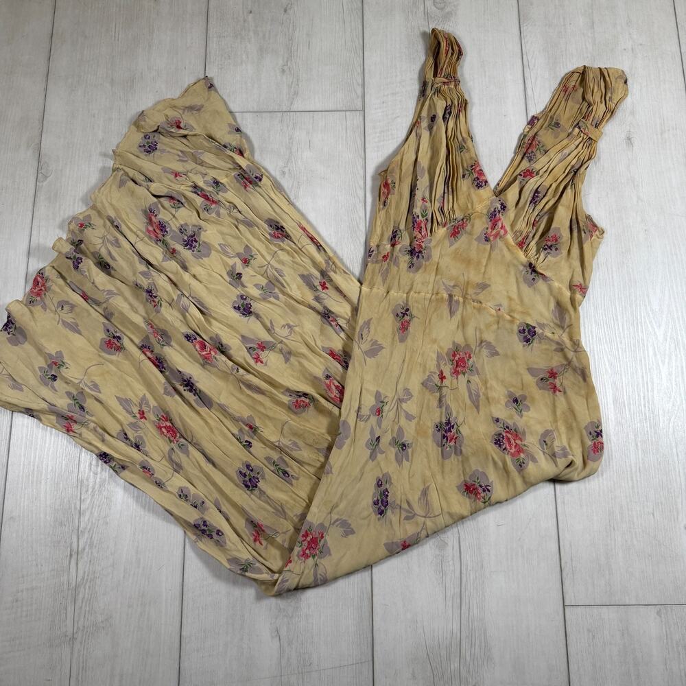 Vintage B.altman & Co Beige Floral Coquette Cottagecore Maxi Slip Dress Small